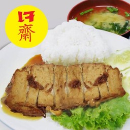 (เจ)ข้าวหน้าไก่เทริยากิเจ+ซุปมิโซะ