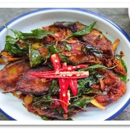 ผัดเผ็ดปลาดุกทอดกรอบ