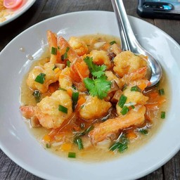 กุ้งราดมันปู