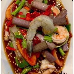 ตำสายบัวกุ้งทูโทน(สด+สุก)