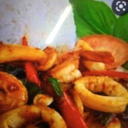 ข้าว+ผัดพริกเผาทะเล