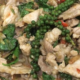 ข้าว+ผัดขี้เมาคอหมูย่าง