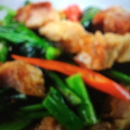 ข้าว+คะน้าหมูกรอบ