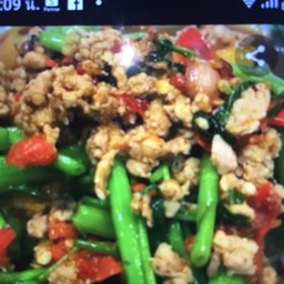 ผัดผักบุ้งไก่(กับข้าว)