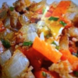 ข้าว+ผัดเต้าหู้ทรงเครื่องไก่ย่าง