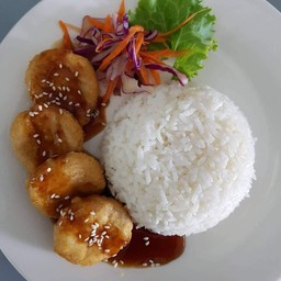ข้าวนักเก็ตไก่เทอริยากิ (Rice with Teriyaki Sauce with Chicken Nugget)