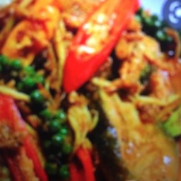 ข้าว+ผัดพริกแกงใต้ปลาดุก