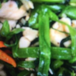 ข้าว+ผัดผักบุ้งไก่ย่าง