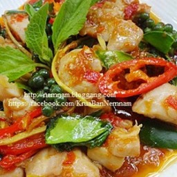 ข้าว+ผัดขี้เมาไก่ย่าง
