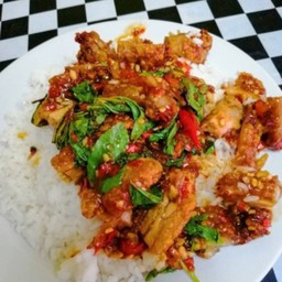 ข้าวกะเพราไก่ชิ้น