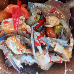 ตำเกาเหลา ปูม้า+กุ้งสด ปลาร้า