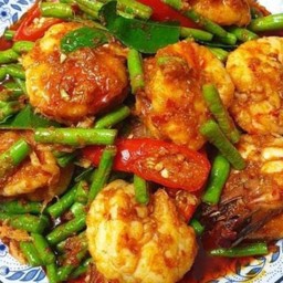 ผัดพริก กุ้ง ถั่วฝักยาว