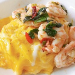 ข้าวไข่ข้น+กะเพรากุ้ง