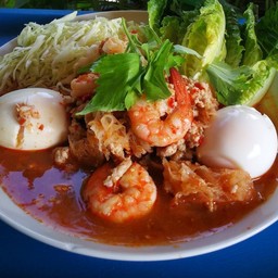 ยำไข่ต้มหมูสับกุ้งรสเด็ดจัดจ้าน(แยกน้ำยำ)