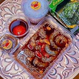 กุ้งอิ๊ว+ไข่ดอง+ข้าวญี่ปุ่น+สาหร่ายแผ่น