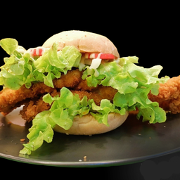 เบอร์เกอร์โคตรพ่อโคตรแม่ไก่กรอบ ปลากรอบ