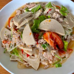 ยำวุ้นเส้นหมูยอ หมูสับ