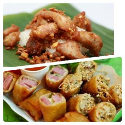 ปอเปี๊ยะไส้พูน & ข้าวเหนียวหมูทอดกระเทียม