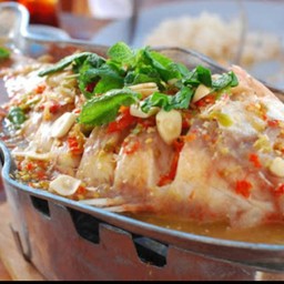 ปลาทับทิมนึ่งมะนาว