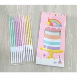 เทียนด้ามยาวคละสีกล่องชมพู