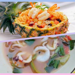 [อร่อยซ่าจัดหนัก]ข้าวผัดสับปะรดกุ้งคู่กับต้มยำทะเล+โค้ก ฟรีไข่
