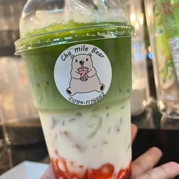 ชาเขียวนมสดสตอเบอรี่