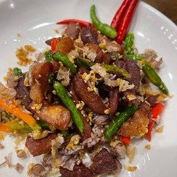 หมูส้มทอดกระเทียมพริกสด กับข้าว