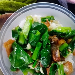 ข้าวคะน้าหมูกรอบ
