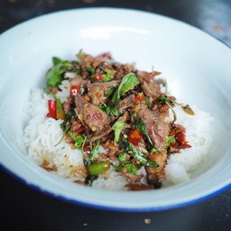 กะเพรา หมูสับ+ตับหมู