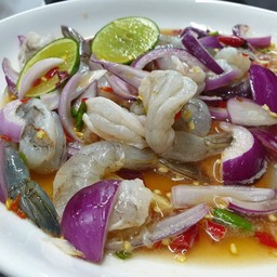 ยำกุ้งสด+หมูยอ