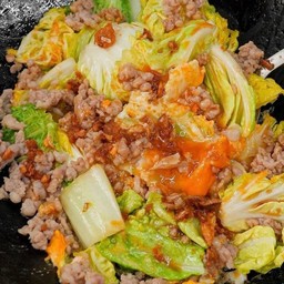 ผัดผักกาดไก่สับใส่ไข่ ( กับข้าว )