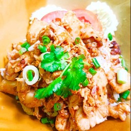 ข้าว+ไก่กระเทียมนมสด