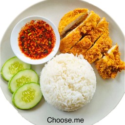 ข้าวไก่กรอบ น้ำจิ้มแจ่ว