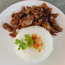 เป็ด ผัดน้ำมันหอย ราดข้าว