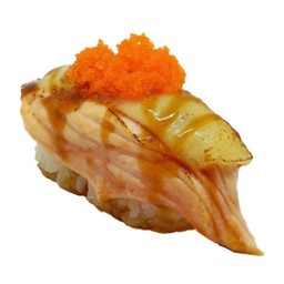 2)ข้าวปั้นหน้าแซลมอนย่างชีสไข่กุ้ง