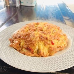 ไข่เจียวกุ้งสับ กับข้าว