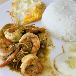 ข้าวกุ้งกระเทียม + ไข่ดาว