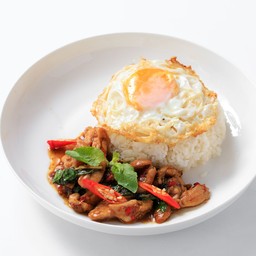 ข้าวผัดกระเพราไก่(ไม่ใส่ไข่ดาว)