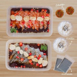 ชุดคู่จิ้นดอง (แซลมอนดอง+กุ้งดอง)