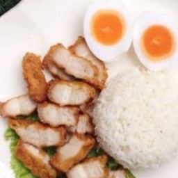 ข้าวหมูทอดน้ำจิ้มแจ่ว ทับมา