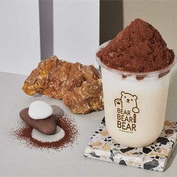 นมหมีปั่น + โอวัลตินภูเขาไฟ