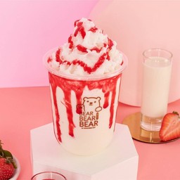 นมหมีปั่น + สตรอเบอรี่