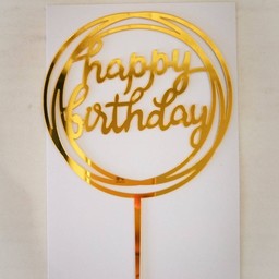 ป้าย HBD อะคลิลิคสีแวววาว แบบกลม