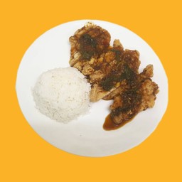 ข้าวไก่ทอดซอสกระเพรา ไซส์ L
