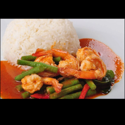 ข้าวราดผัดพริกแกงกุ้ง