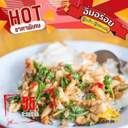 ข้าวไข่เจียว กะเพราหมูสับ กุเดะจิโมะ ณ ร้านYummyยำ