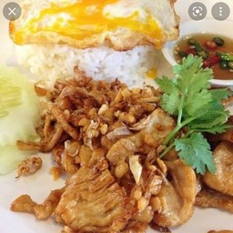 ไก่กระเทียม ราดข้าว