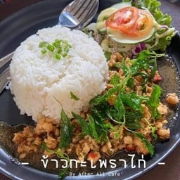 กะเพราไก่สับราดข้าว