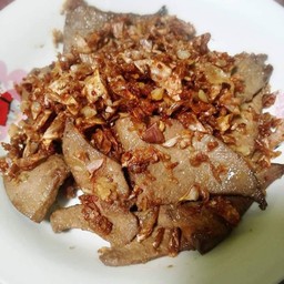 ตับกระเทียมกับข้าว
