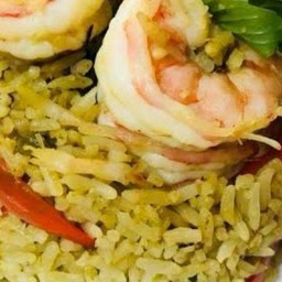 ผัดเขียวหวานกุ้งราดข้าว